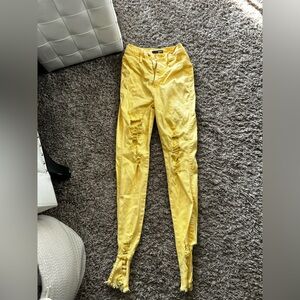 Fashion Nova Yellow Ankle & Cropped Jeans